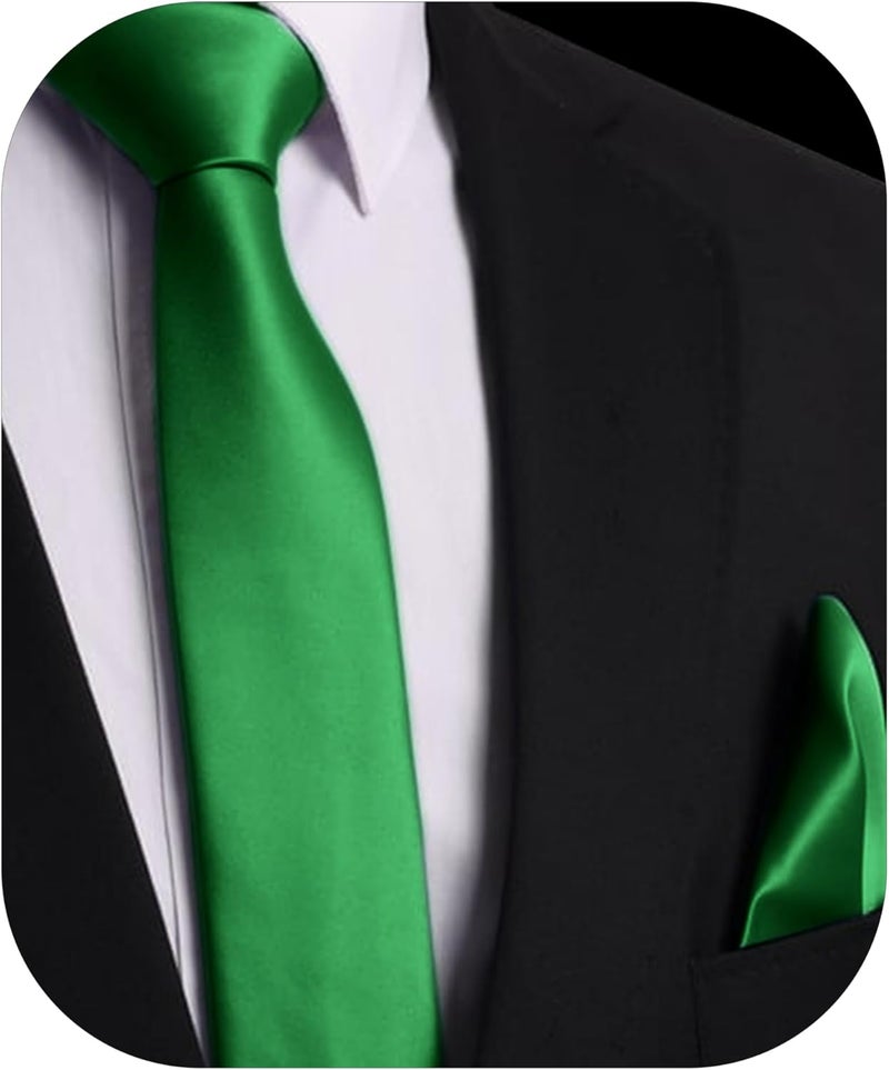 Trilece Ties for Men - Mens Solid Color Formal Necktie and Pocket Square Sets - Image 1